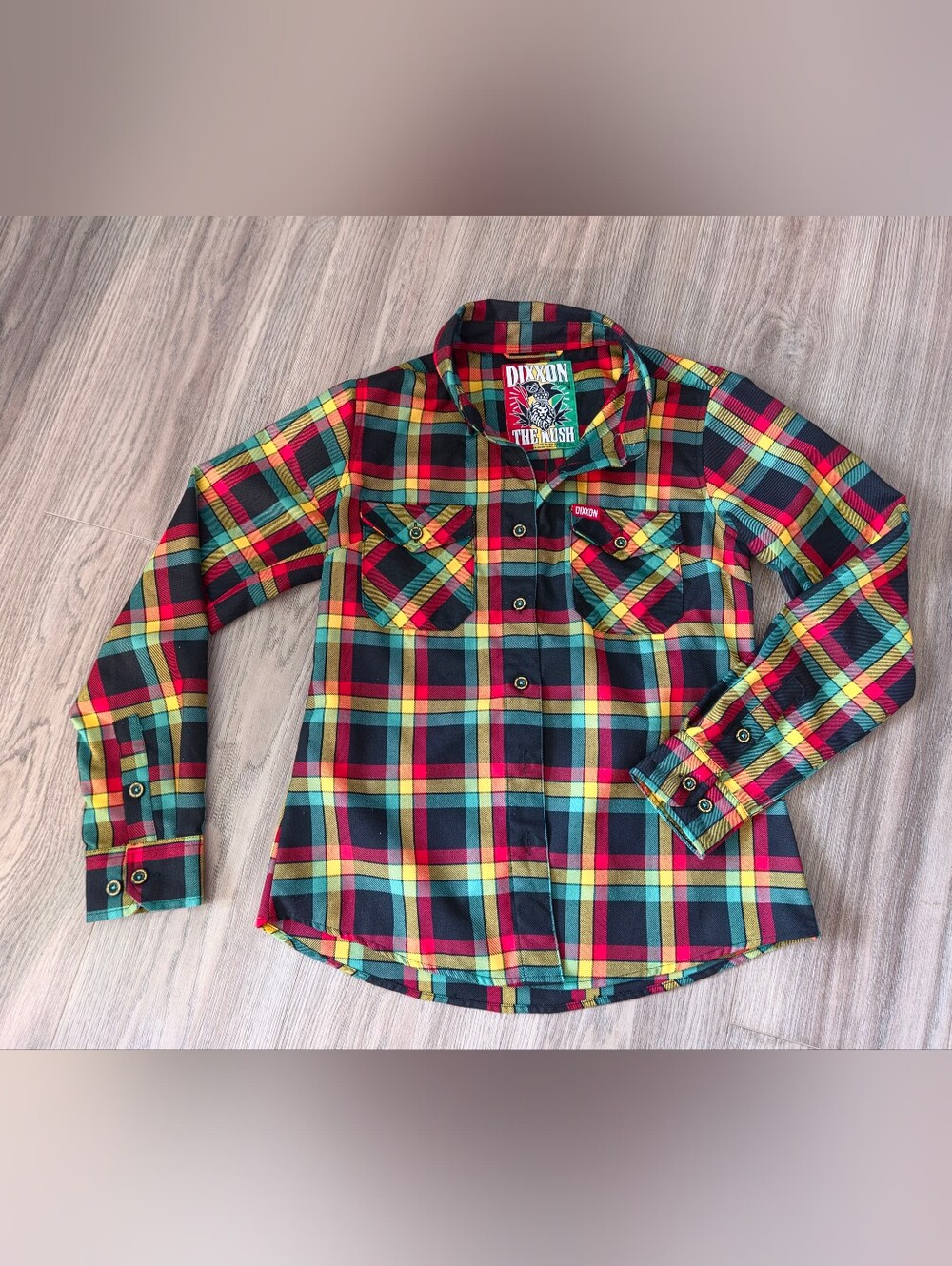 Dixxon "The Kush" Flannel — Rasta Lion / Bob Marley Inspired — Women's M — NWOT